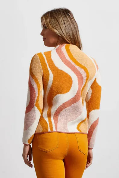 FUZZY DOUBLE-KNIT MOCK NECK SWEATER