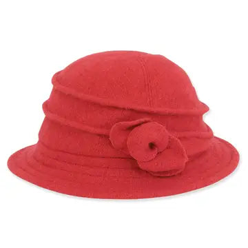 Red Cloche With Side Rosette