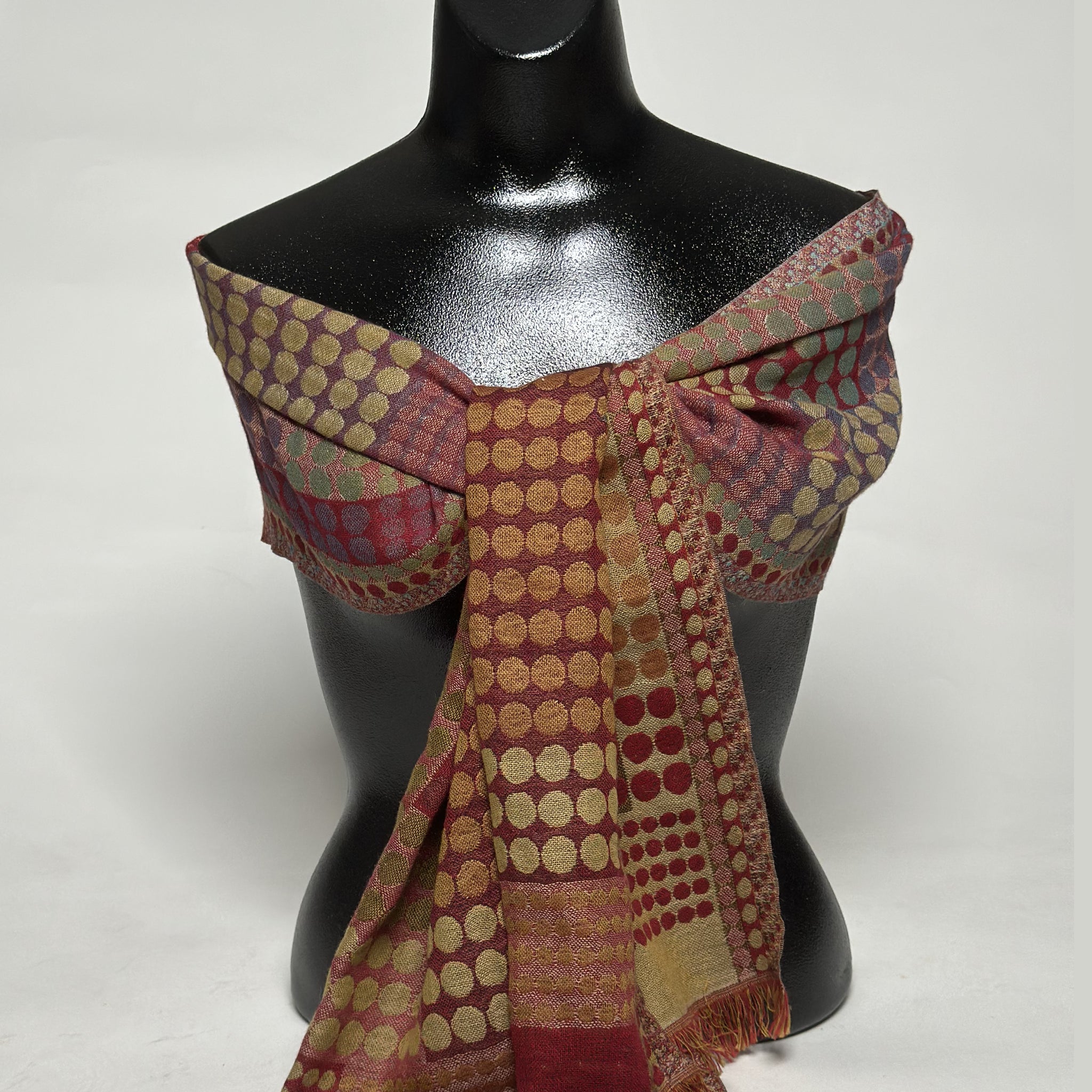 Burgundy Geo Dot Wrap Scarf