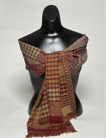 Burgundy Geo Dot Wrap Scarf