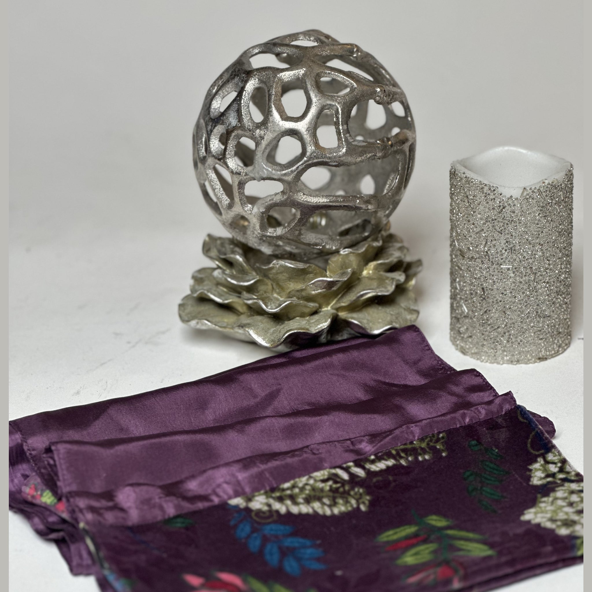 Plum Floral Velvet Scarf