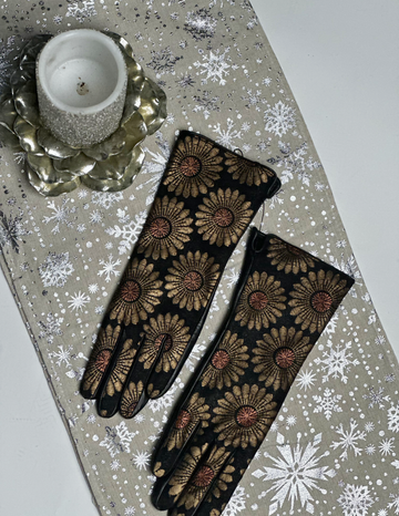 Black & Gold Daisy Gloves