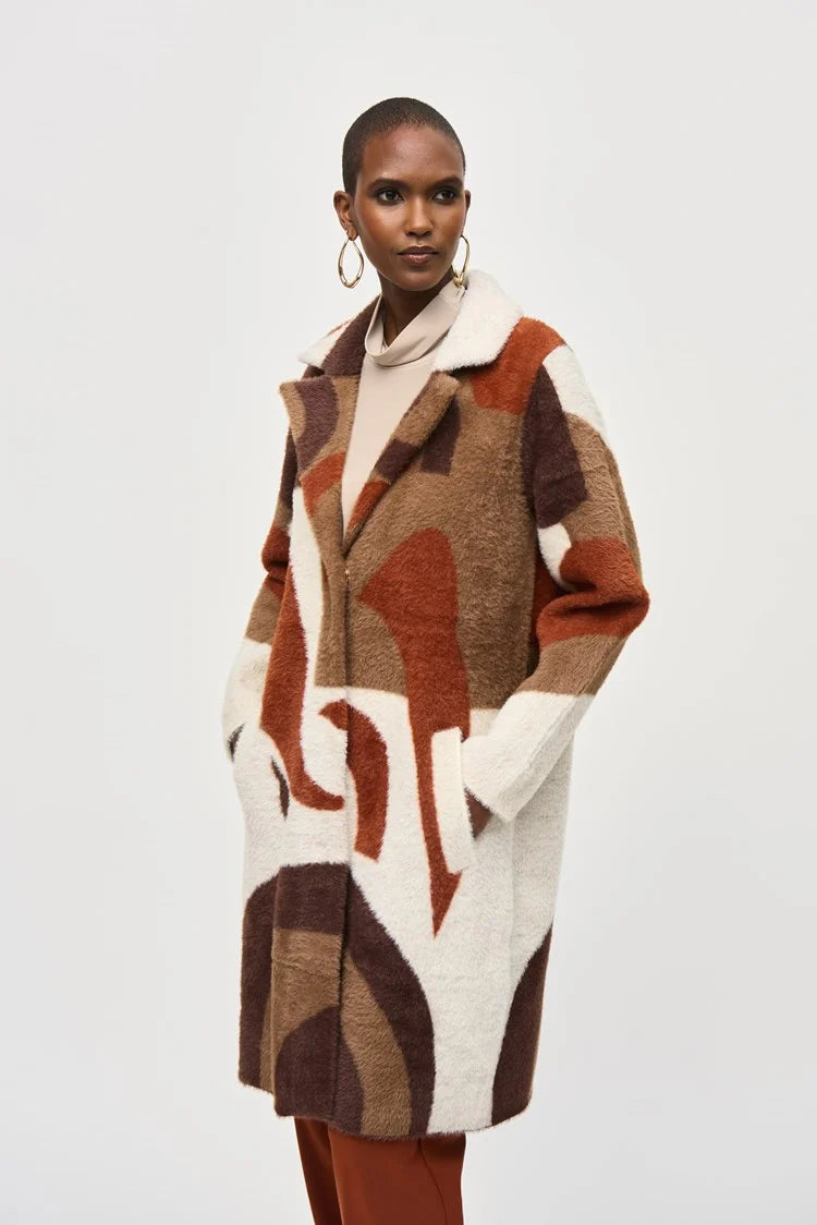 Bold Abstract Print Knit Coat