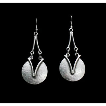 Hammered Disc Pewter Earrings