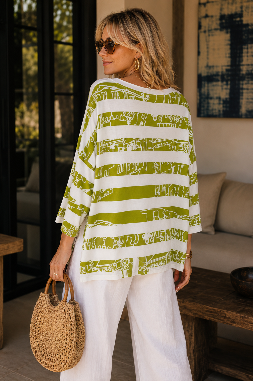 Olive Stripe Top