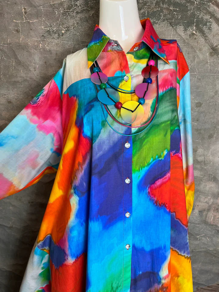Watercolor Hi-Lo Cotton Shirt