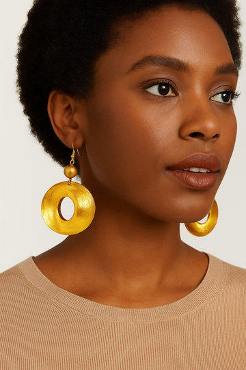 Bold Gold Wood Hoop Earrings