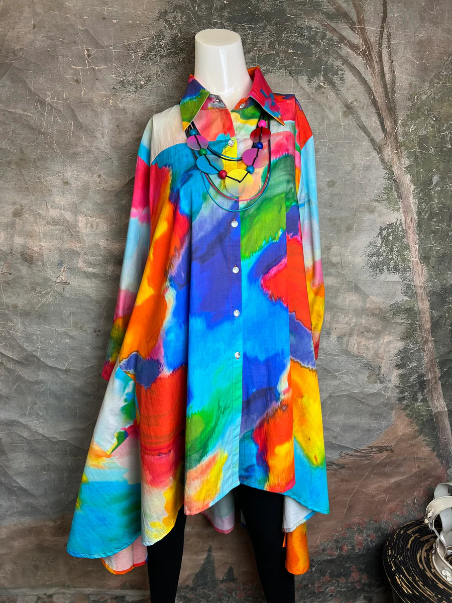 Watercolor Hi-Lo Cotton Shirt