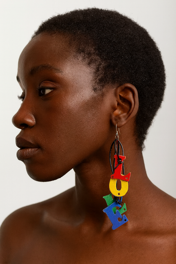 Big LOVE Multi-Color Wooden Earrings