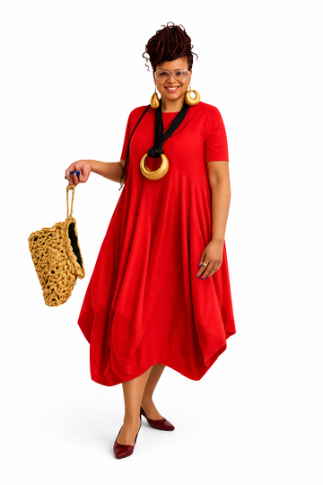 Red Flowy Statement Dress