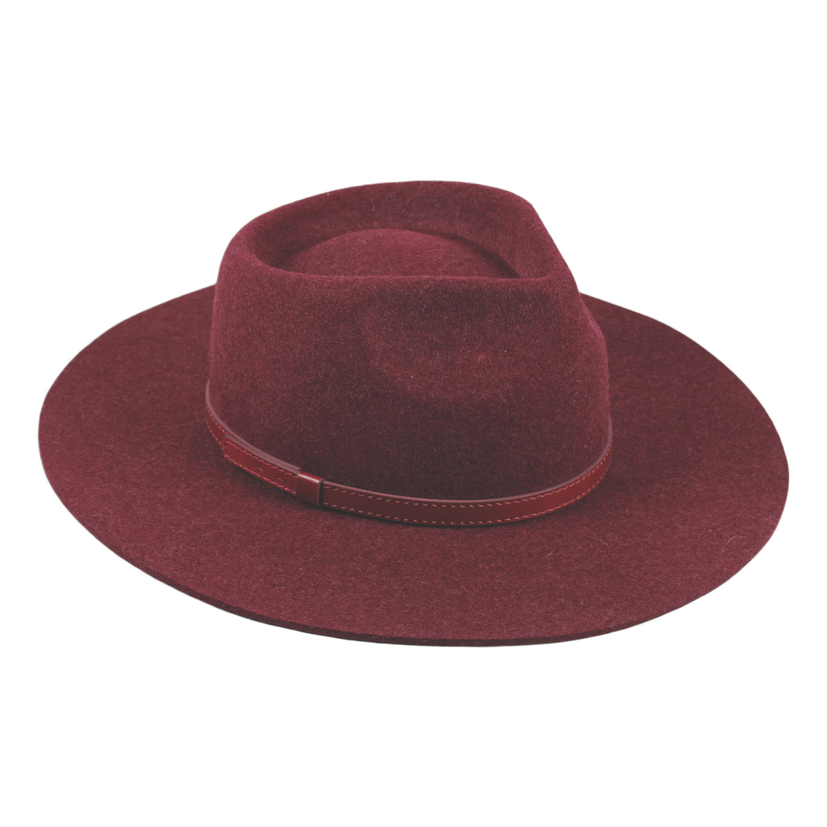 Burgundy wool felt fedora with matching band