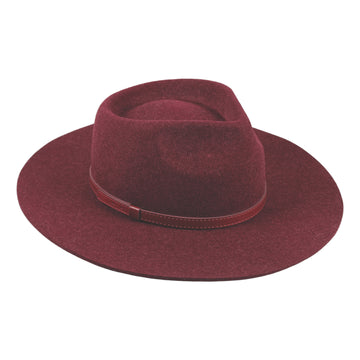 Burgundy wool felt fedora with matching band