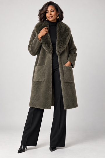 The Olive Essence Convertible Knit Coat