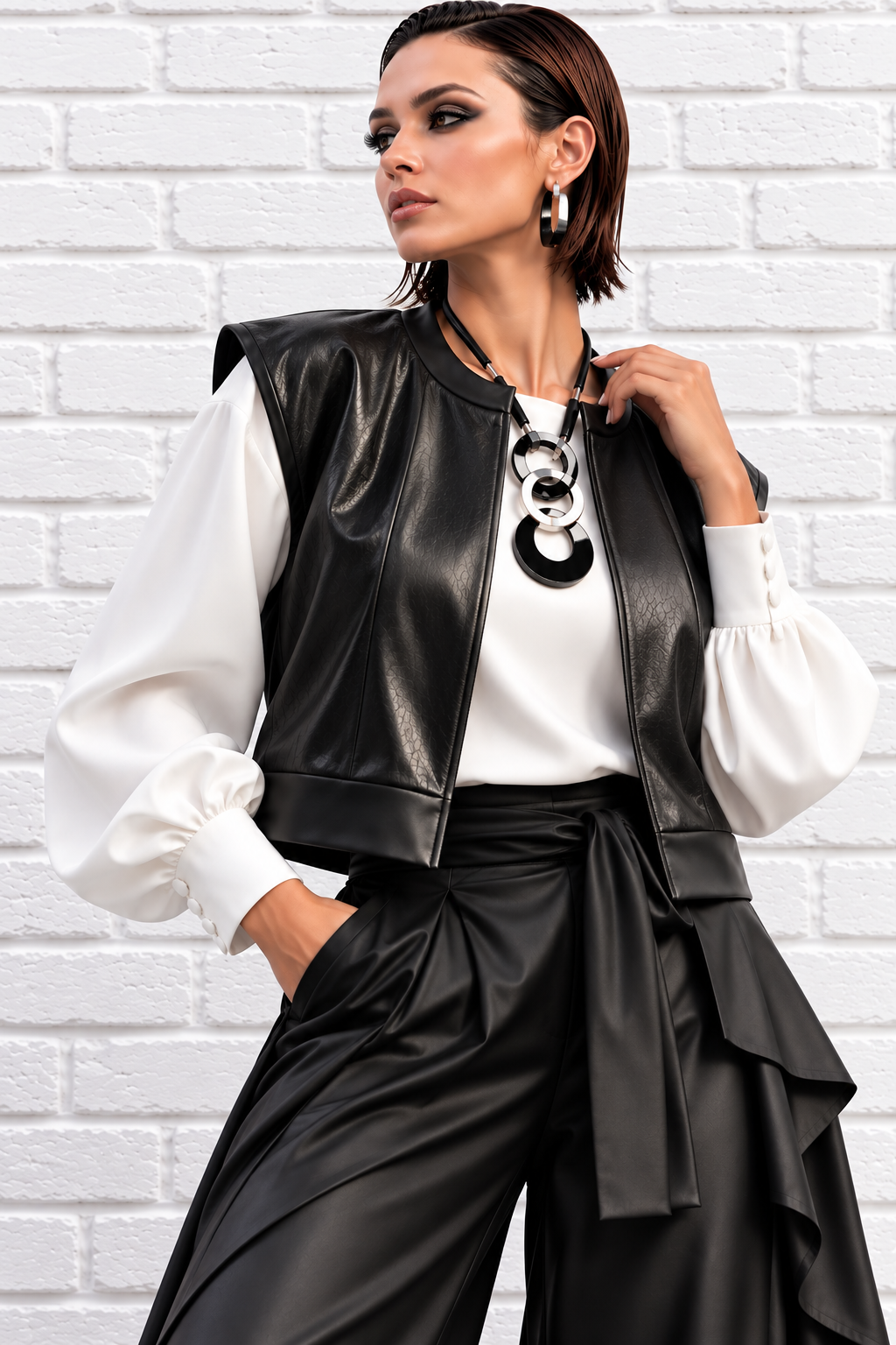 The Uptown Edge Faux Leather Vest