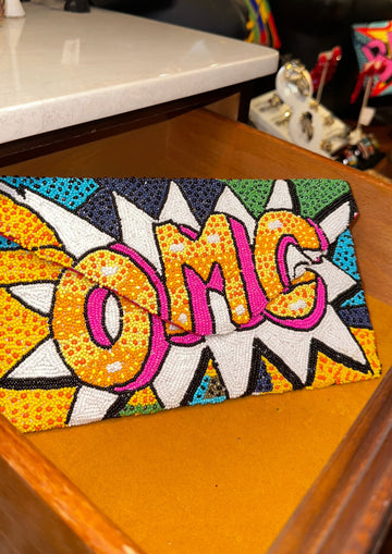 "OMG" Beaded Clutch