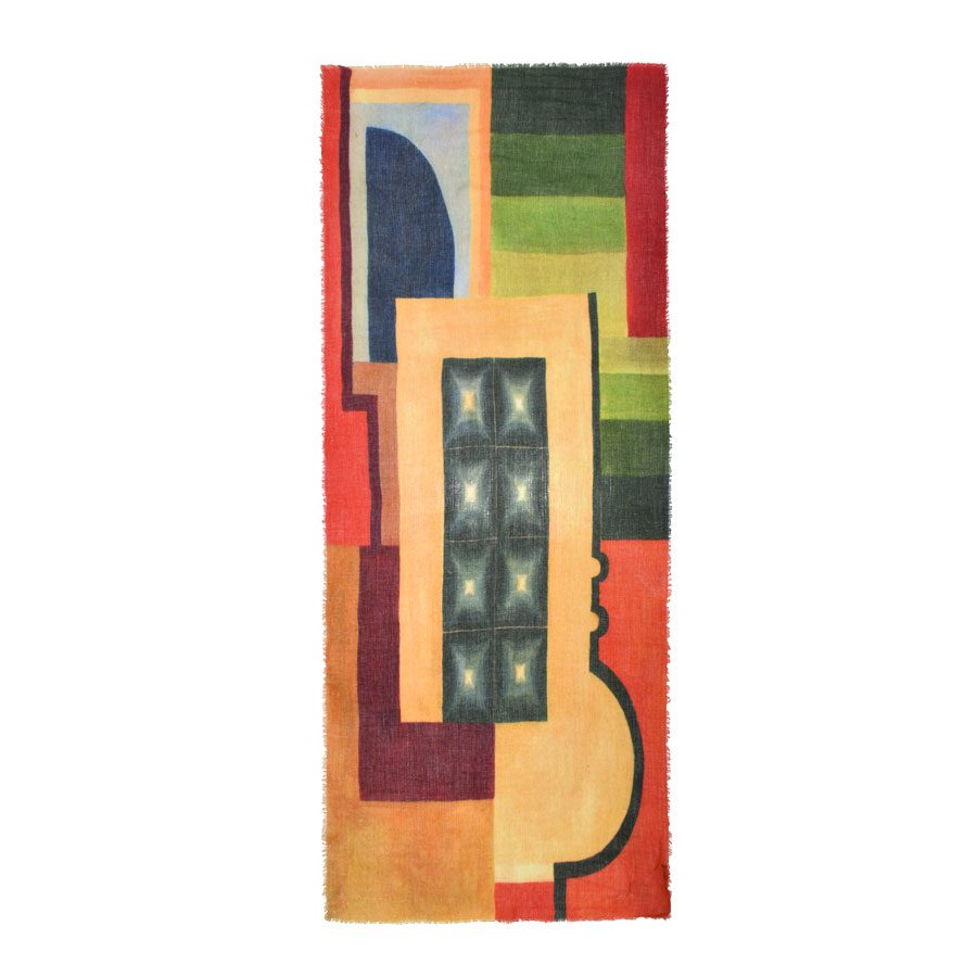 Porter Abstract Geo Wool Scarf in Multi, flat