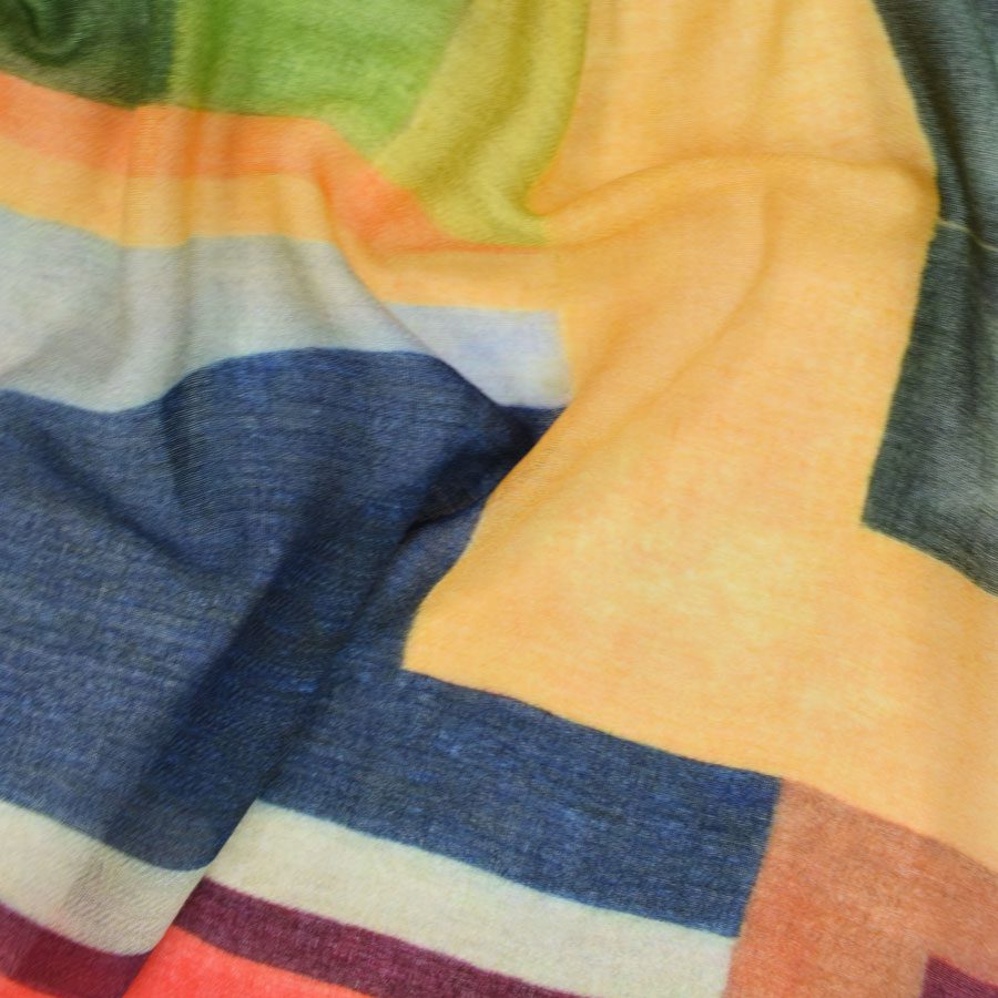Porter Abstract Geo Wool Scarf in Multi, close-up