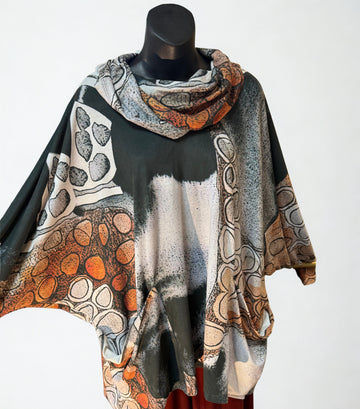 KAZIUKI SUEDE PRINT COWL TUNIC