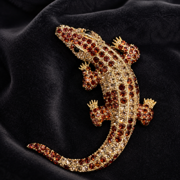 Golden Reign Lizard Brooch