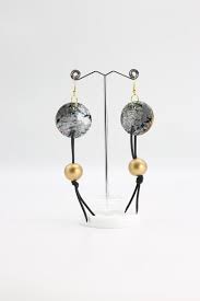 Abalone & Wood Upcycled Earrings