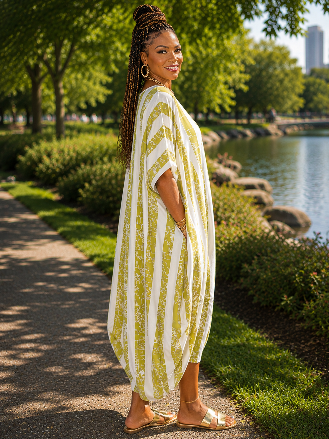 Striped Tuck Front Dress