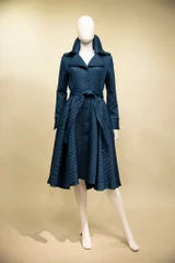 Mini Diamond Emboss jacquard Knit A-line coat