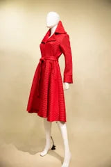 Mini Diamond Emboss jacquard Knit A-line coat