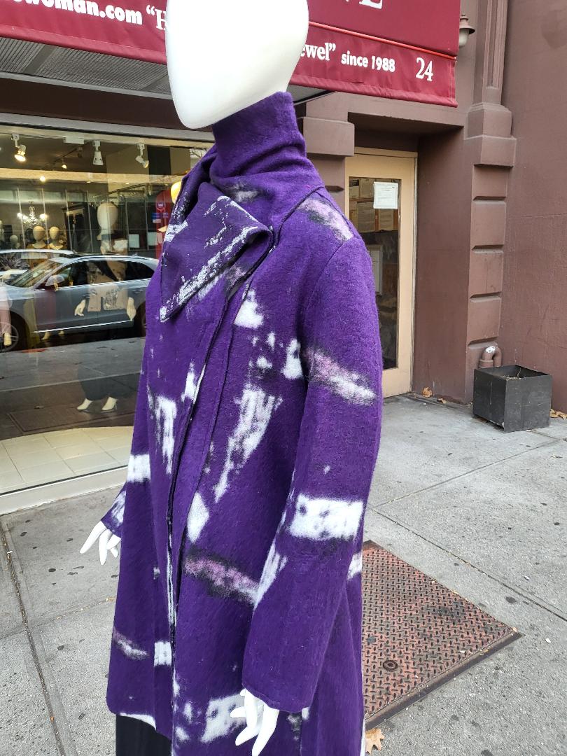 Abstract Print Wrap Collar Coat