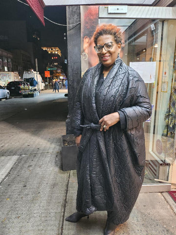 Quilted Cocoon Wrap Coat